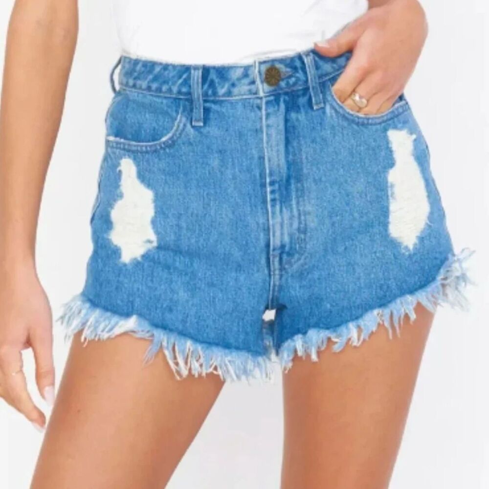 Show Me Your Mumu Distressed Jean Shorts Cut Off Jorts Sz 29